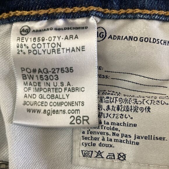 AG Adriano Goldschmeid Jeans 26 (26x27") Blue Mid Rise Straight Leg Distressed - Picture 15 of 15